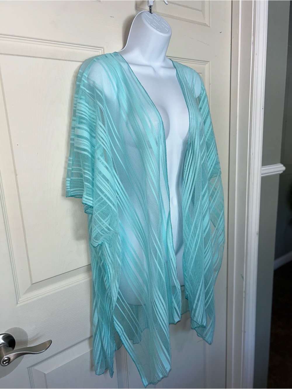 Lightweight Mint Open-Front Kimono